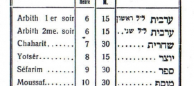 Time table of the Holidays’ prayers